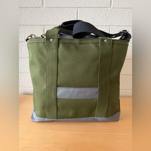 Jack Spade Field Cordura Small Brick Tote Bag Green Gray with Strap